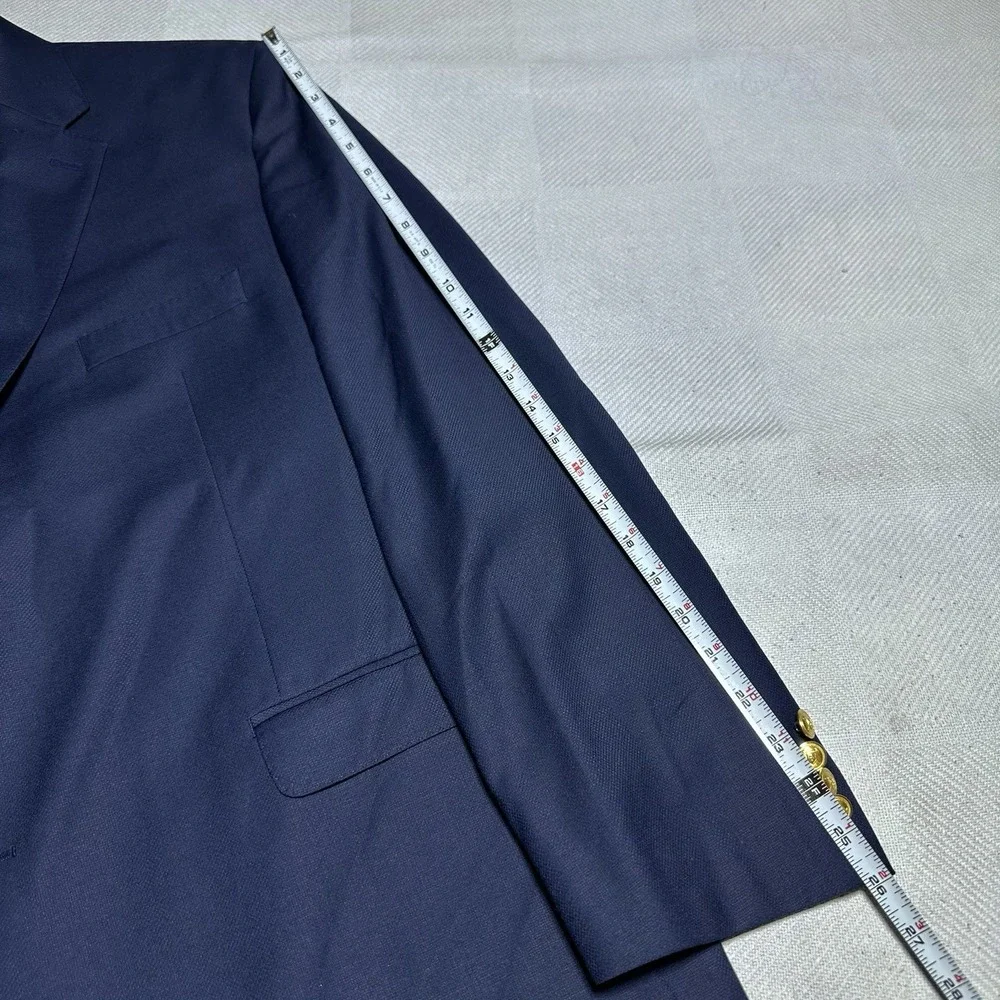 Lauren Ralph‎ Lauren Coolmax Blazer 46R Navy Wool Blend Gold Button Sport Coat
